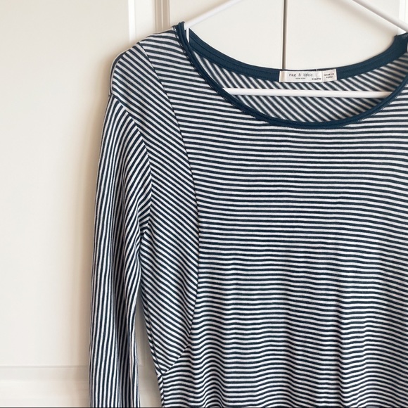 Rag & Bone Navy and White Striped Knit Long Sleeve Dress - Picture 6 of 14